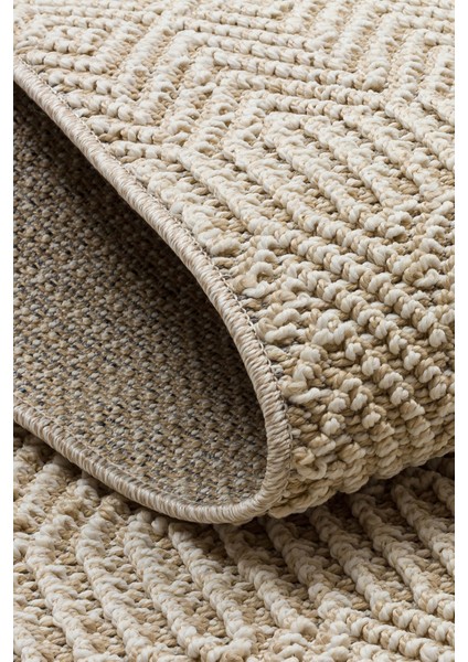 Lion 01 Beıge Hasır Dokulu Bukle Dokumasıyla Hav Toz Vermez Modern Makine Halısı