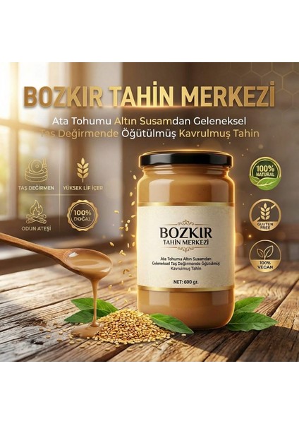 Yerli Ata Tohumu Altın Susam Taş Değirmen Doğal Tahini Kavrulmuş 600 gr (Vegan& gluten içermez)
