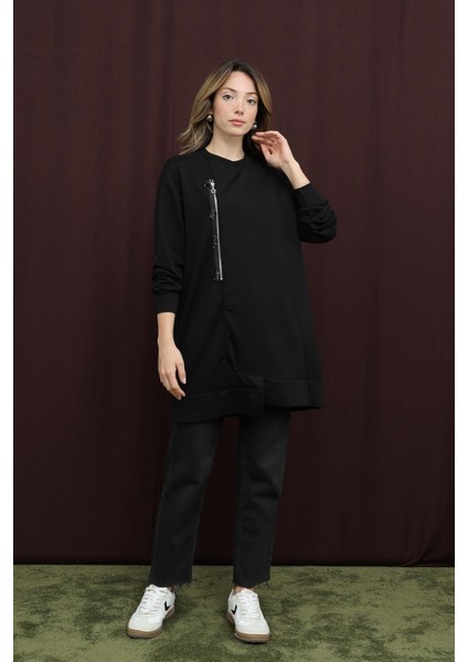 10735 2 Ip Kumaş Fermuar Detaylı Sweatshirt fiyatları