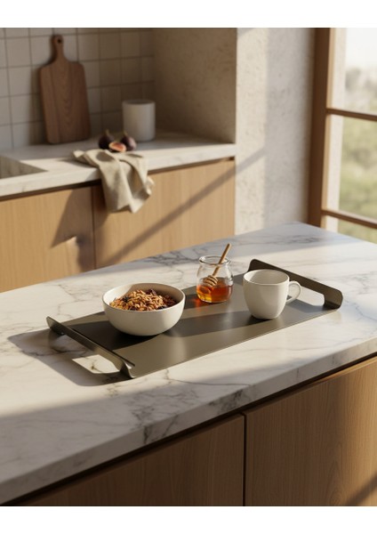 | Skar TD-003 | Dekoratif Metal Tepsi – 40×20×3,5 cm | Gri Kahve Modern Servis ve Orta Sehpa Tepsisi | Metal Dekor Ürünü indirimleri