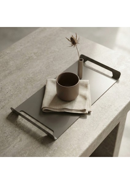 | Skar TD-003 | Dekoratif Metal Tepsi – 40×20×3,5 cm | Gri Kahve Modern Servis ve Orta Sehpa Tepsisi | Metal Dekor Ürünü