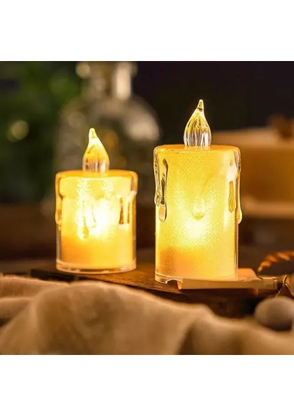 Gerçekçi Titrek Alev Efektli Pilli LED Mum 12'li Paket modelleri