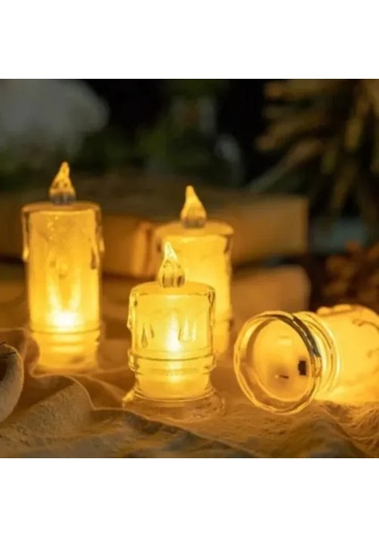 Gerçekçi Titrek Alev Efektli Pilli LED Mum 12'li Paket indirimleri