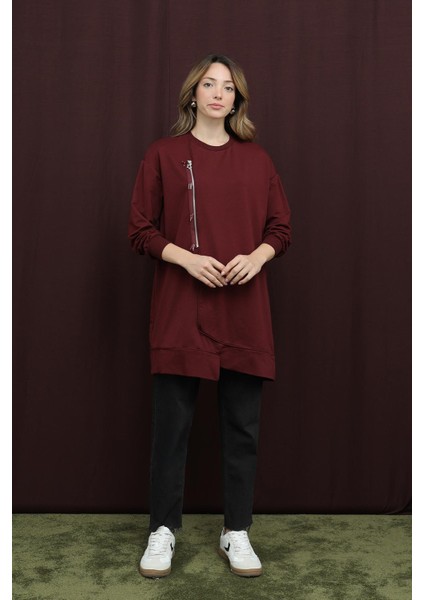 10735 2 Ip Kumaş Fermuar Detaylı Sweatshirt fiyatları