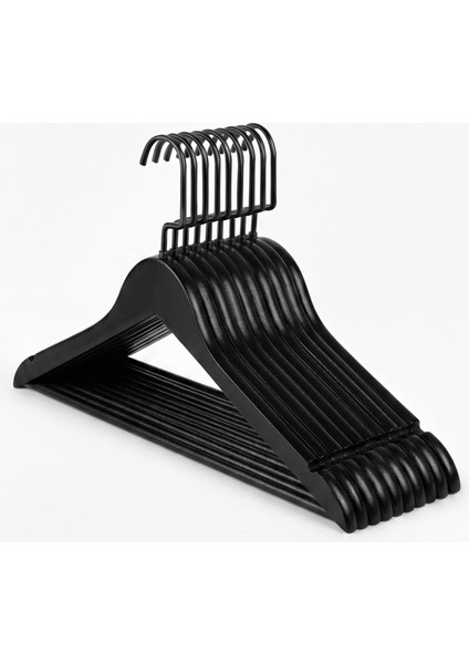 Beyaz Siyah Ceviz Ahşap Lüks Askı Kıyafet Elbise Gömlek ve Pantolon Askısı Amerikan Kanca 10 Adet fırsatları