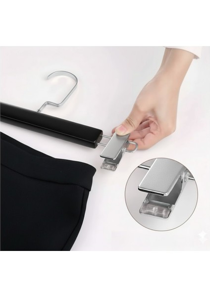 Siyah Ahşap Pantolon ve Etek Askısı Amerikan Kancalı 10 Adet Özel Seri fiyatları