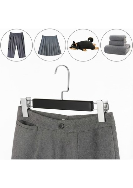 Siyah Ahşap Pantolon ve Etek Askısı Amerikan Kancalı 10 Adet Özel Seri fırsatları