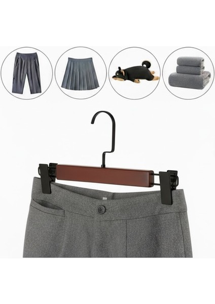 Ceviz Renk Ahşap Pantolon ve Etek Askısı Amerikan Kancalı 10 Adet Özel Seri fırsatları