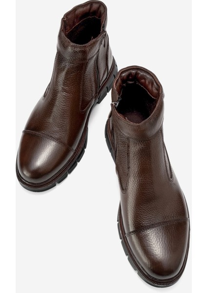 Hakiki Deri, Erkek Bağcıksız Fermuarlı Italyan Tasarım Erkek Deri Bot