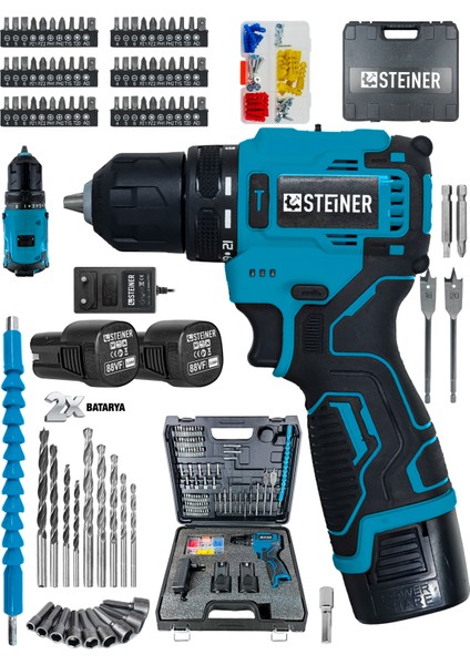 Pro Çelik Özel Seri 84 Parça Kömürsüz Güçlendirilmiş Motor Şarjlı Armut Batarya Matkap