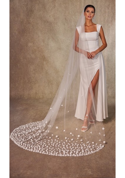 D217 3D Çiçekli Gelin Duvağı modelleri