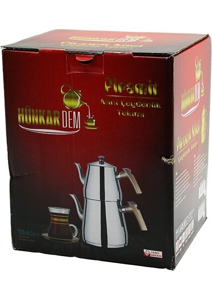 Pramit Mini Boy Çelik Çaydanlık Seti - Takımı Renkli Bakalit Kulp Üst Demlik: 0.9lt - Alt Suluk: 1.5lt Kendinden Süzgeçli (4490)