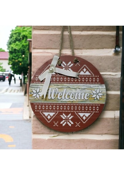 Dijital Baskı Welcome Kapı Süsü 30 cm Kapı Süsü