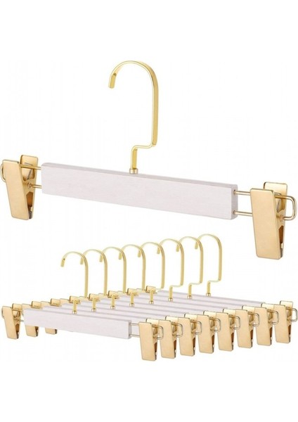 Beyaz Ahşap Pantolon ve Etek Askısı Amerikan Kancalı 10 Adet Özel Seri