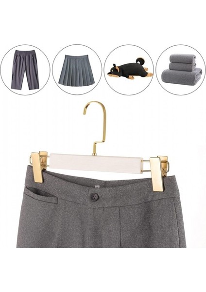 Beyaz Ahşap Pantolon ve Etek Askısı Amerikan Kancalı 10 Adet Özel Seri modelleri