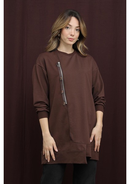 10735 2 Ip Kumaş Fermuar Detaylı Sweatshirt fiyatları