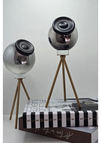 Kristal yansımalı fotoğraf makinesi lens - mercek dekoratif obje-tripot ayaklı