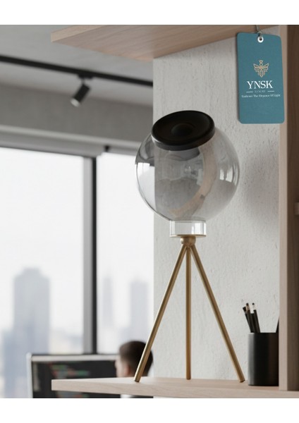 Kristal yansımalı fotoğraf makinesi lens - mercek dekoratif obje-tripot ayaklı