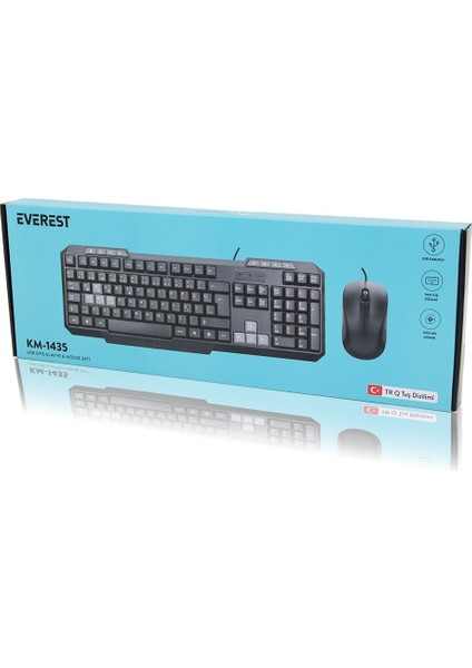 USB Kablolu Klavye - Mouse Set Q Klavye 1200DPI Mouse KM-1435 (4490)