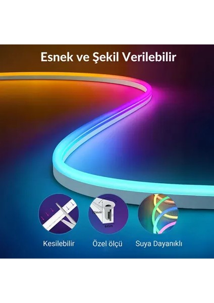 5m 16 Renk 4 Fonksiyonlu Esnek Şerit Neon LED fırsatları
