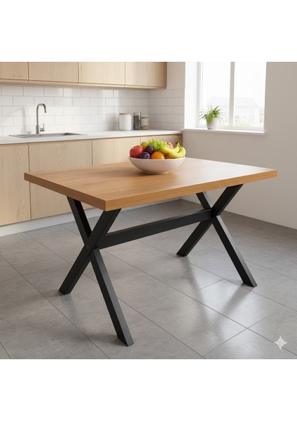 Suntalam Metal Ayak Bahçe Mobilyası Sabit Masa, Cafe Masası, Yemek Masası 70 x 110 cm