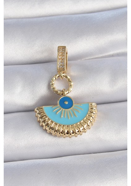 Pirinç Gold Renk Nazar Boncuklu Ajda Charm - TJ-BC1010