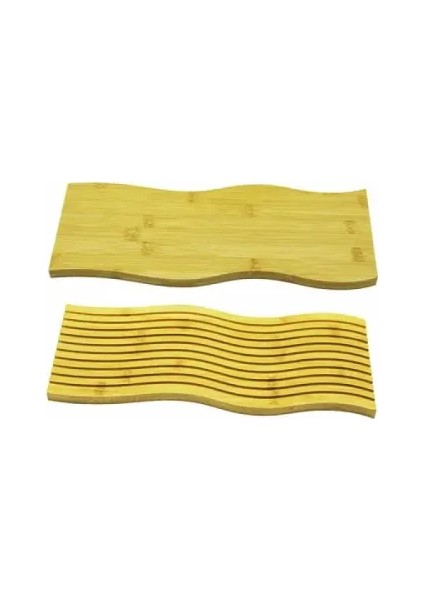 Dalgalı Çift Taraf Tasarımlı Ahşap Sunum Tepsisi