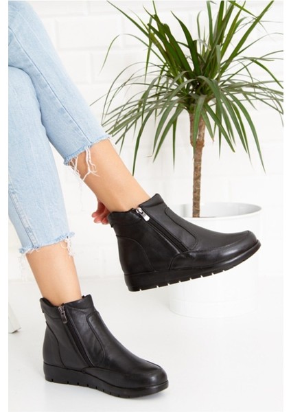 Kadın Günlük Anne Bot Çift Fermuarlı Hakiki Deri Full Ortopedik modelleri