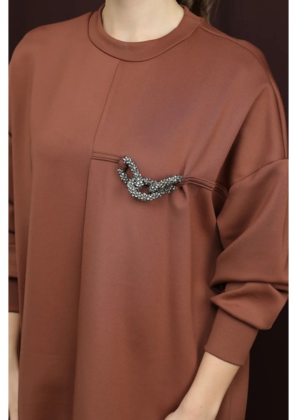 10717 Scuba Kumaş Aksesuar Detaylı Sweatshirt indirimleri