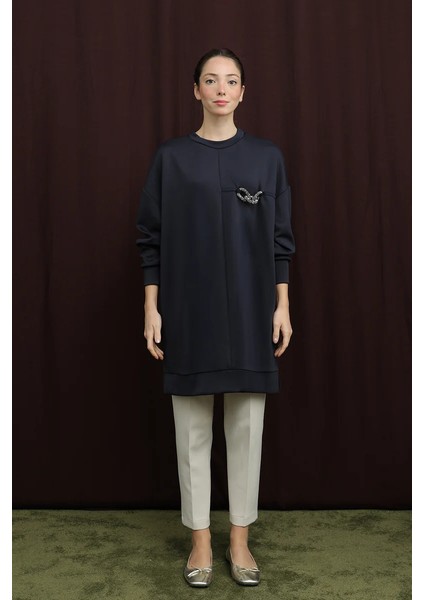 10717 Scuba Kumaş Aksesuar Detaylı Sweatshirt fırsatları