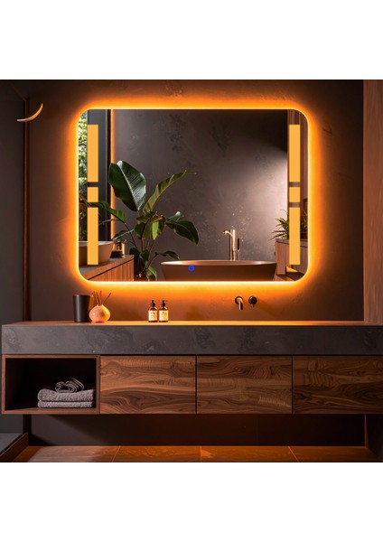 Selyn Amber Led'li Lazer Kumlamalı Lavabo & Banyo Aynası (Dokunmatik Sensörlü)