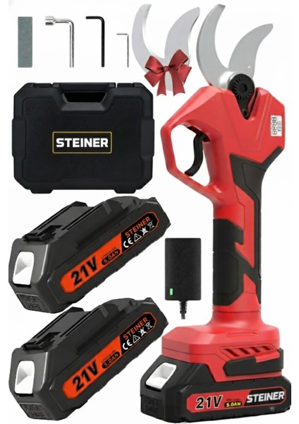 52 mm Dijital Göstergeli Kömürsüz Motor Akülü Bağ Dal Ağaç Kesme Biçme Budama Makinesi Şarjlı Makas