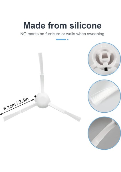 Dreame Bot D10S,D10S Pro Uyumlu Beyaz Yan Fırça Yedek Parça Seti-2 Adet
