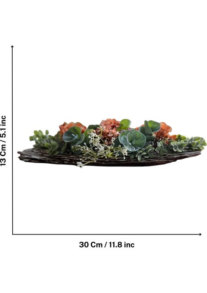 El Yapımı Ağaç Kabuğu Çiçek Aranjmanı – Turuncu & Mor Yapay Çiçekli Masa Üstü Dekor