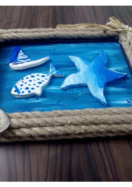 Dekoratif Çerçeve Duvar Süsü Hediyelik Hasır Pano Deniz Balık fiyatları