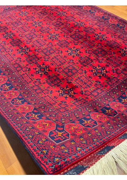 El Dokuma Afgan Halı Yıldız Desenli Ince Dokuma Bordo Renk 3 Metre Kare fırsatları