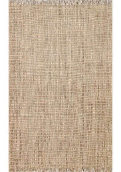 Maçka 01 Beıge Jüt Görünümlü Hasır Dokusu ve Kaydırmaz Tabanıyla Dış Mekana Uygun Şık Bohem Halı