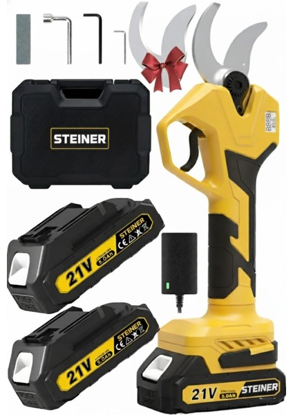 52 mm Dijital Göstergeli Kömürsüz Motor Akülü Bağ Dal Ağaç Kesme Biçme Budama Makinesi Şarjlı Makas