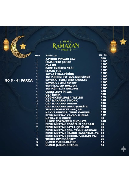 Lux Ramazan Paketi Erzak Kolisi Gida Paketi Kumanya Kolisi Ramazan Kolisi 41 Parça Çocuklar İçin Çikolata Setli No 5 fiyatları