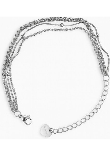 Çelik Bileklik Üç Katmanlı Üç Bağlantılı Zincir Model 0.3 mm Uzunluk 16 cm Unisex cm Gümüş Silver fırsatları