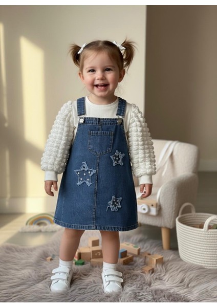 YILDIZ İŞLEMELİ KIZ ÇOCUK KOT JİLE