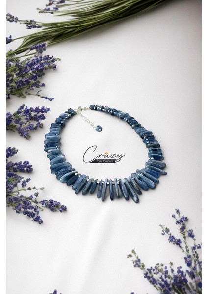 Kyanit & Hematit Doğaltaş Kadın Kolye (925 AYAR GÜMÜŞ)