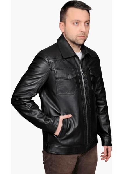 Morata Hakiki Deri Punto Dikişli Erkek Siyah Ceket modelleri