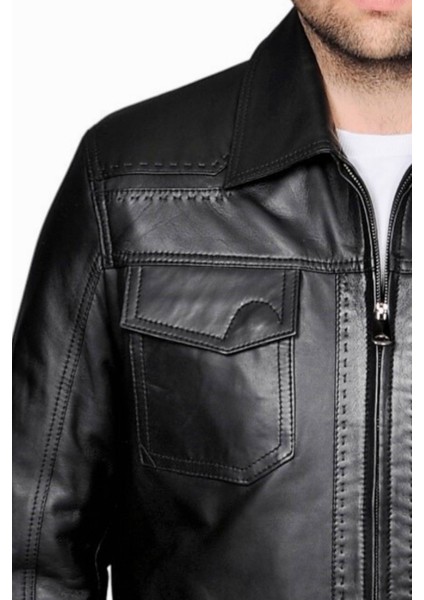 Morata Hakiki Deri Punto Dikişli Erkek Siyah Ceket fırsatları