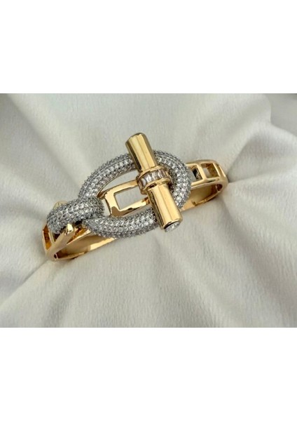 Vıp Tasarım Zirkon Taşlı Kemer Detaylı Gold Bilezik Kelepçe modelleri