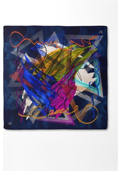 Lacivert Karmaşık Desen Twill Ipek EŞARP-0915 fırsatları