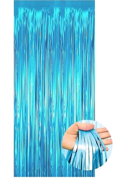 Parti Kapı Perdesi Mavi Renk 90X200 cm