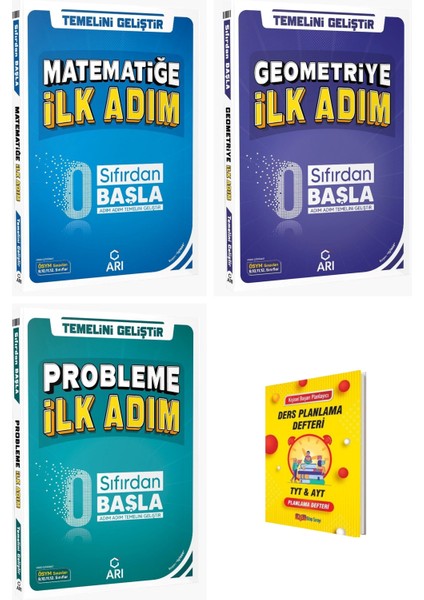 Arı Tyt Matematik Geometri ve Probleme Ilk Adım 3lü Set Sıfırdan Başla + Planlama Defteri