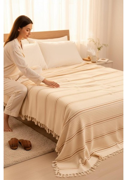 %100 Pamuk Çift Kişilik Püsküllü Pike, Yatak Örtüsü 160X220 cm fiyatları