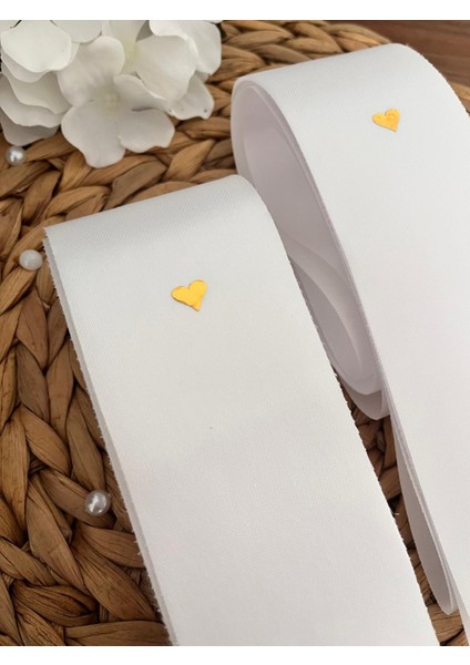 Düğün Nişan Gelin Damat Gold Kalpli Takı Kurdelesi fiyatları